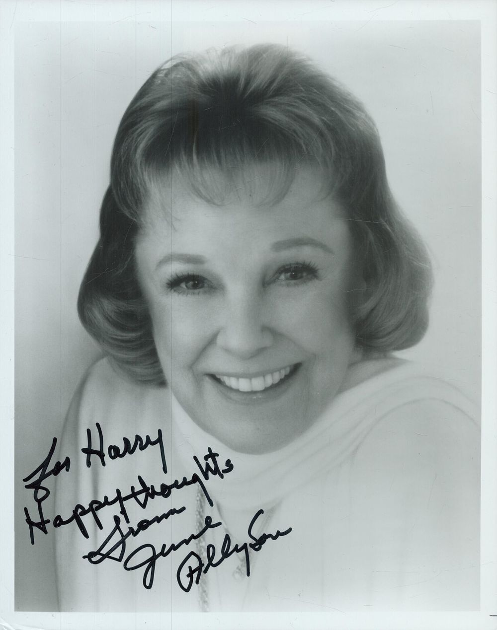 Lot 249: June Allyson signed 10x8inch black and white photo....