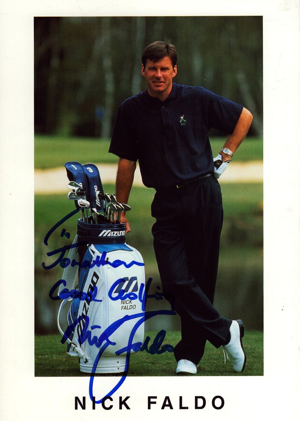 Lot 256: Nick Faldo signed 8x6inch colour photo. Dedicated. Good...