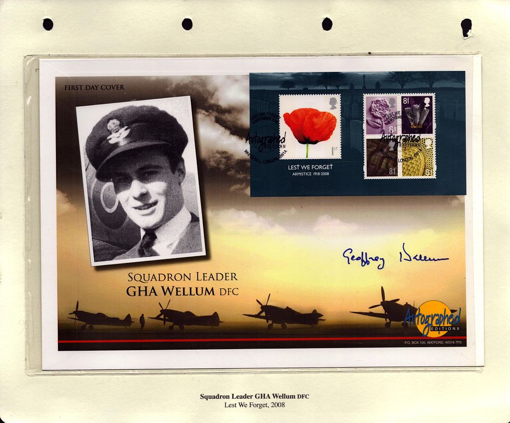 Lot 267: Sqdn Ldr Gha Wellum DFC signed large Autographed...