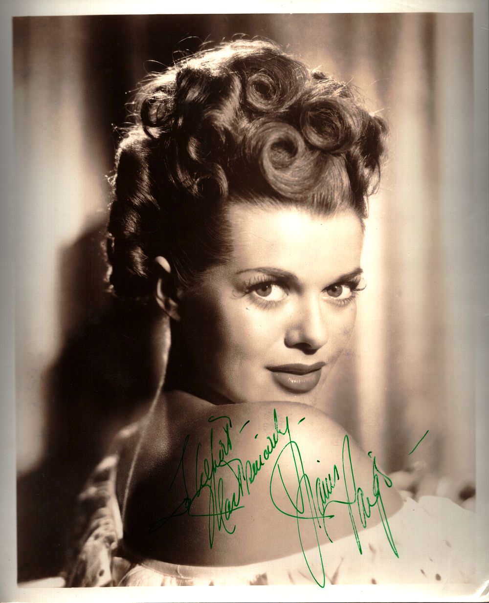Lot 279: Janis Paige signed 10x8 inch vintage sepia photo...