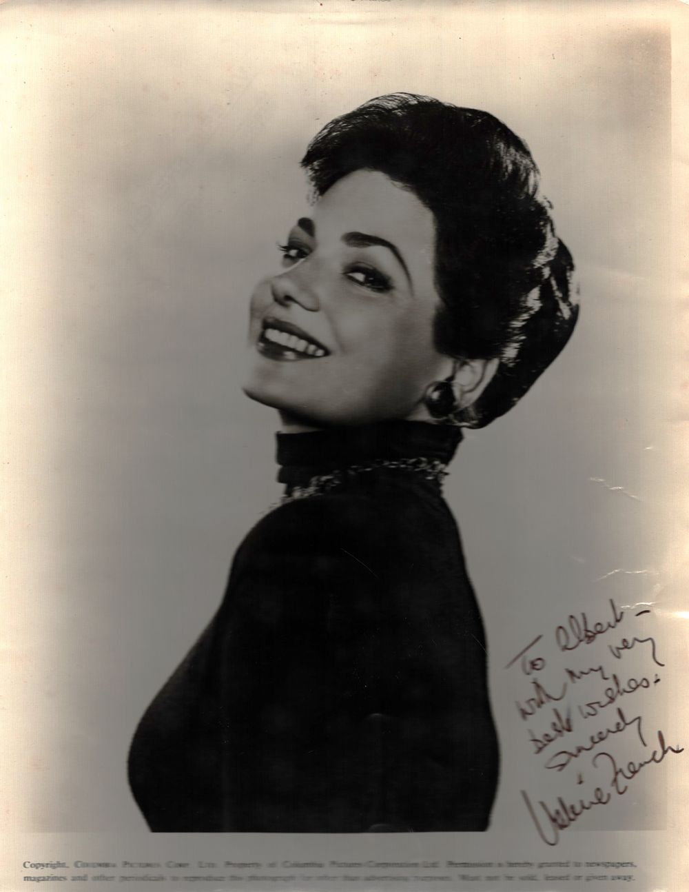 Lot 283: Valerie French signed 10x8 inch vintage black and...