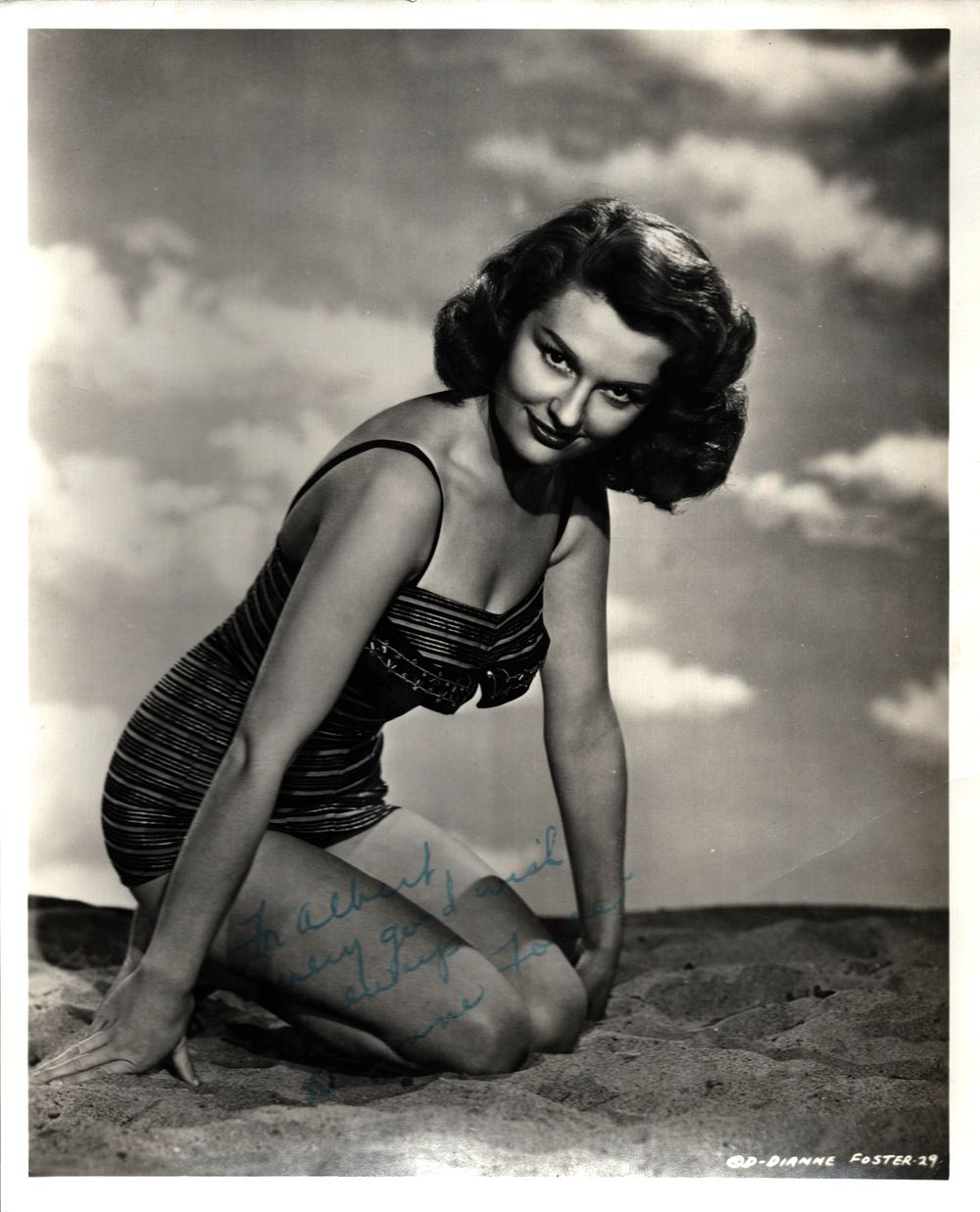 Lot 284: Diane Foster signed 10x8 inch vintage black and...
