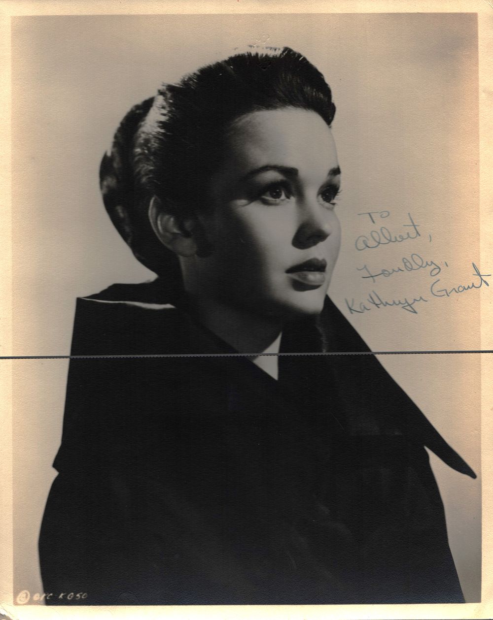 Lot 285: Kathryn Grant signed 10x8 inch vintage black and...