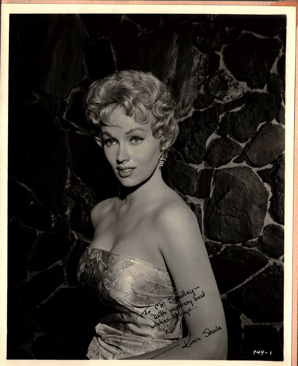 Lot 292: Karen Steele signed 10x8 inch vintage black and...