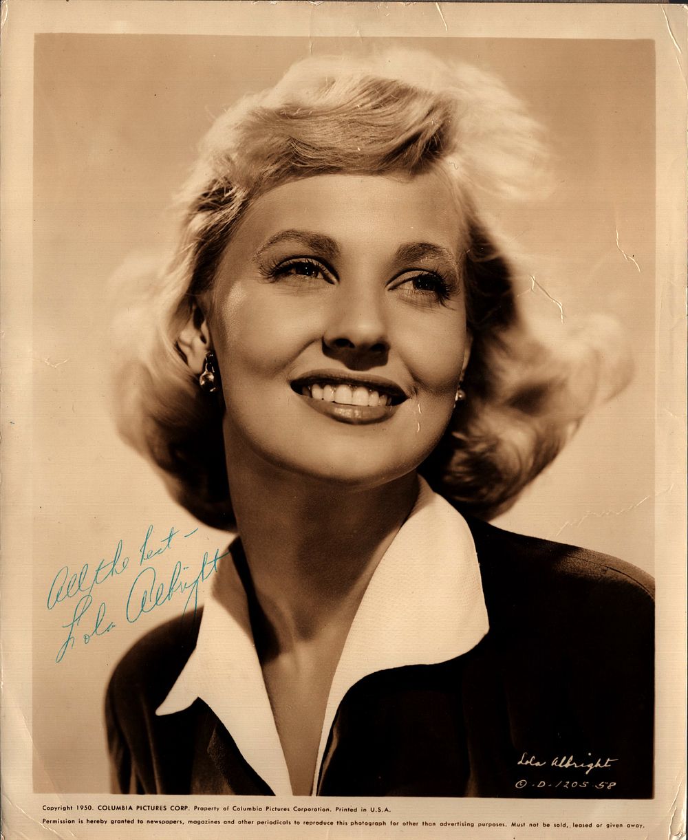 Lot 298: Lola Albright signed 10x8 inch vintage sepia photo...