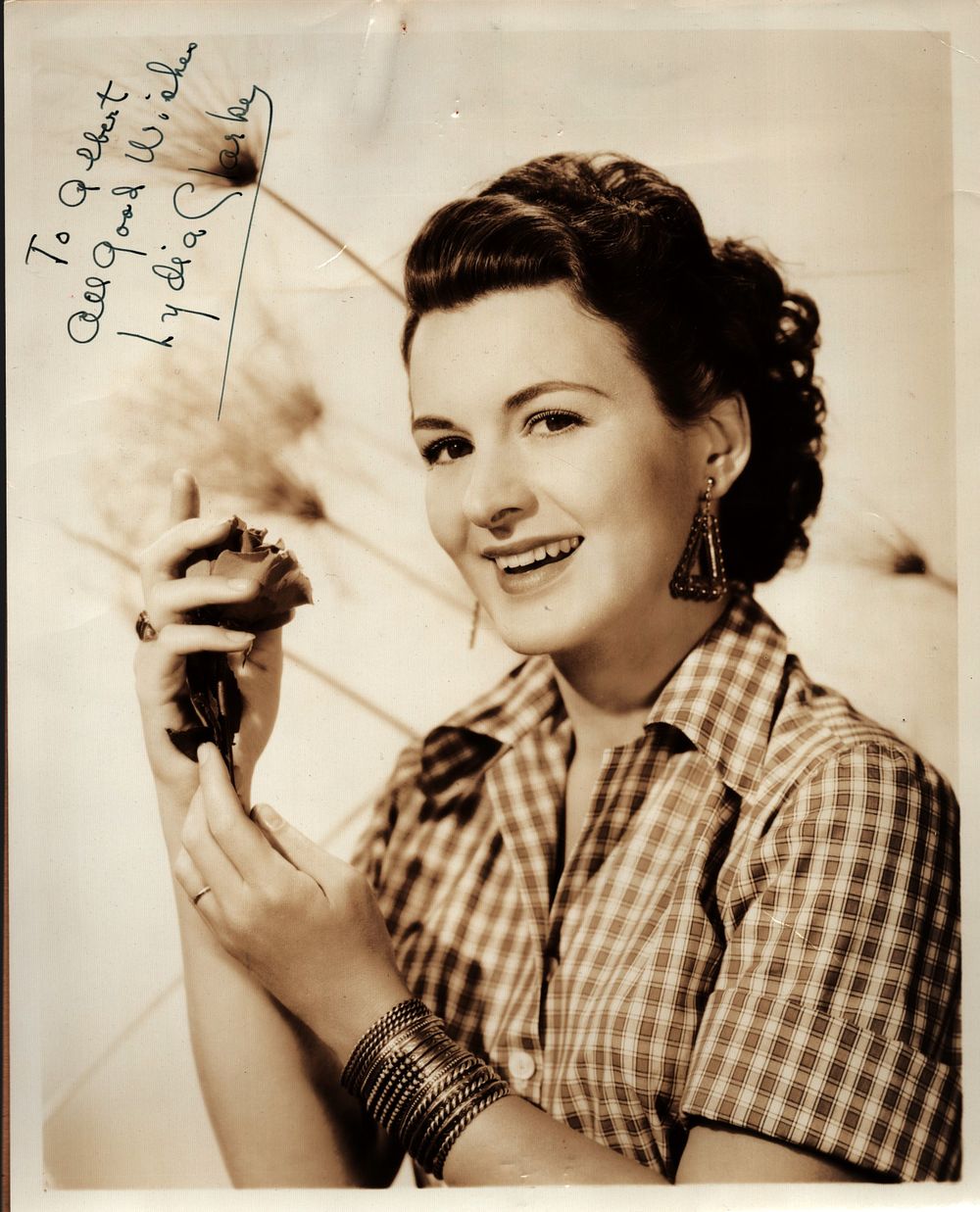 Lot 300: Lydia Clarke Heston signed 10x8 inch black and...