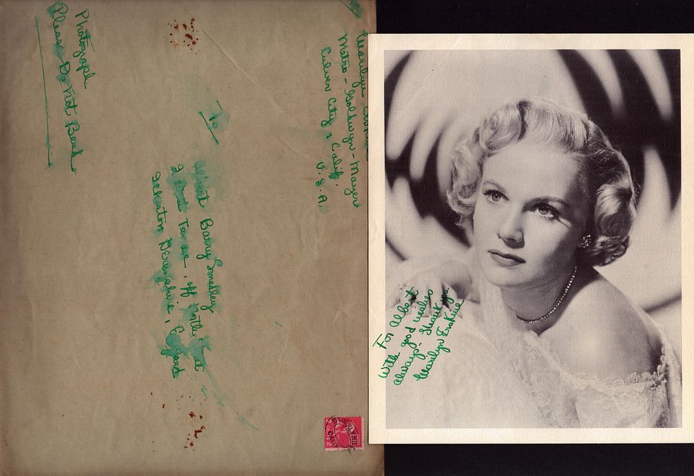 Lot 302: Marilyn Erskine signed 10x8 inch vintage black and...