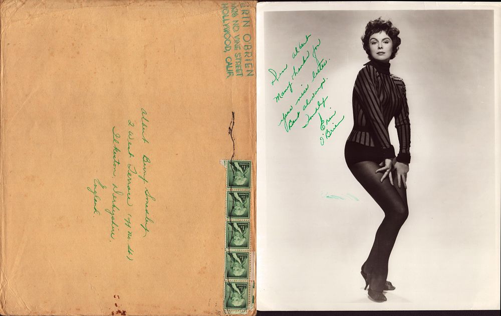 Lot 303: Erin O'Brien signed 10x8 inch vintage black and...
