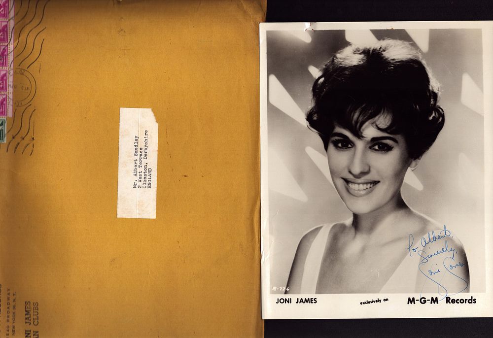 Lot 304: Joni James signed 10x8 inch vintage black and...