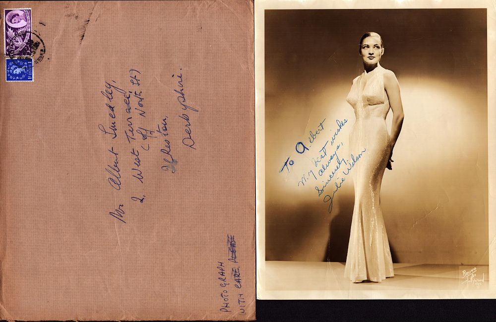 Lot 305: Julie Wilson signed 10x8 inch vintage sepia photo...