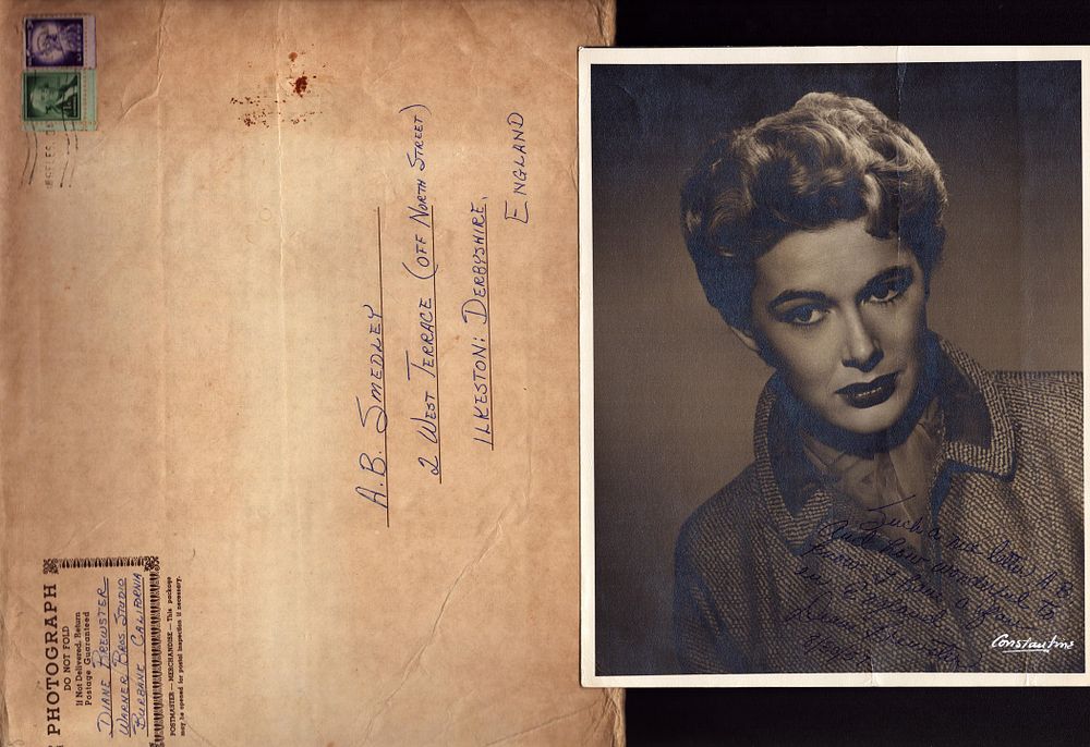 Lot 307: Diane Brewster signed 10x8 inch vintage black and...