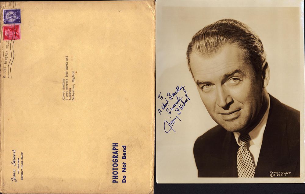 Lot 310: James Stewart signed 10x8 inch black and white...