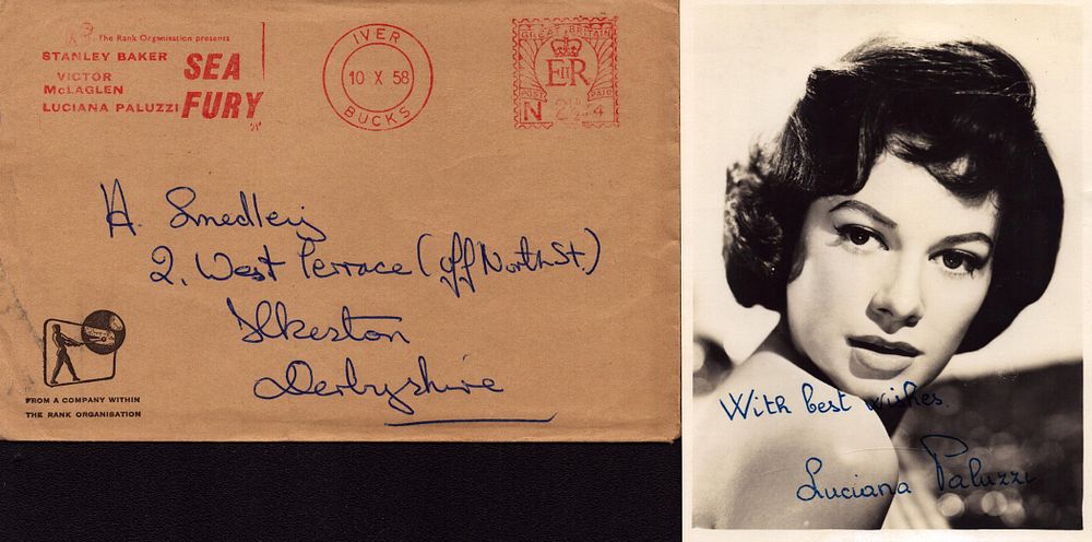 Lot 320: Luciano Paluzzi signed 6x4 inch black and white...