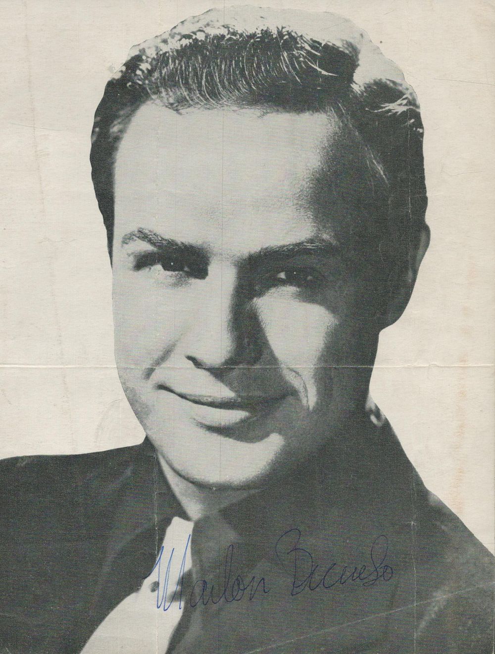 Lot 321: Marlon Brando signed 8x6 inch black and white...