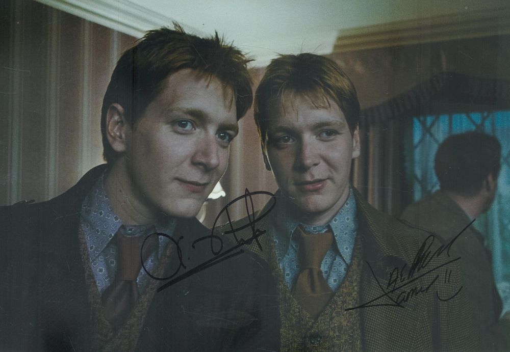 Lot 330: James and Oliver Phelps signed 12x8 inch colour...