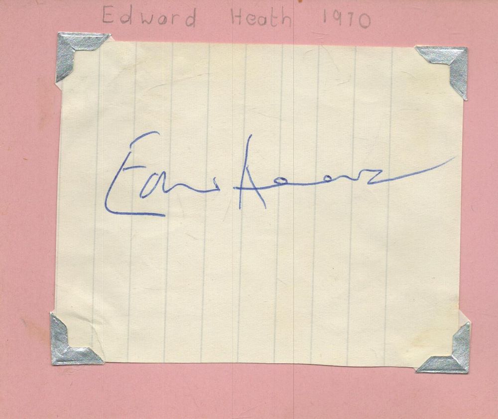 Lot 336: Edward Heath signed 5x4 inch overall album page...