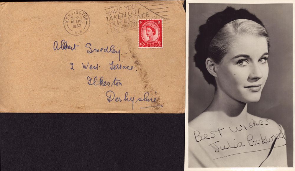 Lot 387: Julia Lockwood signed 6x4 inch vintage black and...