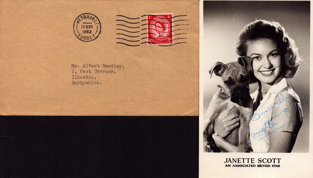 Lot 390: Janette Scott signed 6x4 inch black and white...