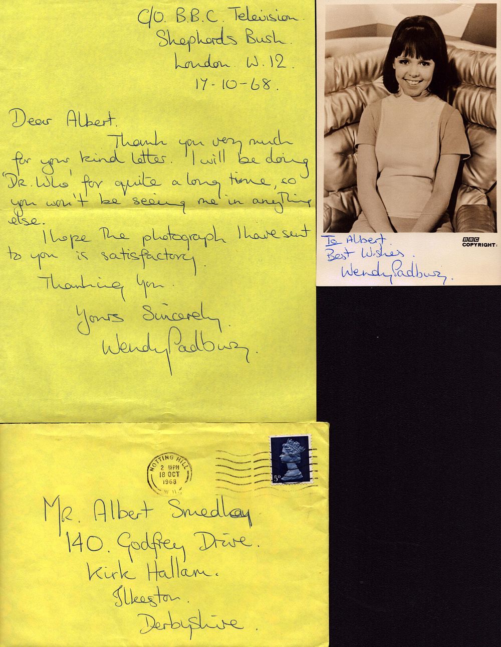 Lot 394: Wendy Padbury signed 6x4 inch black and white...