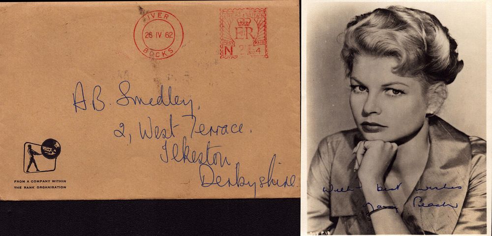 Lot 397: Mary Peach signed 5x3 inch vintage black and...