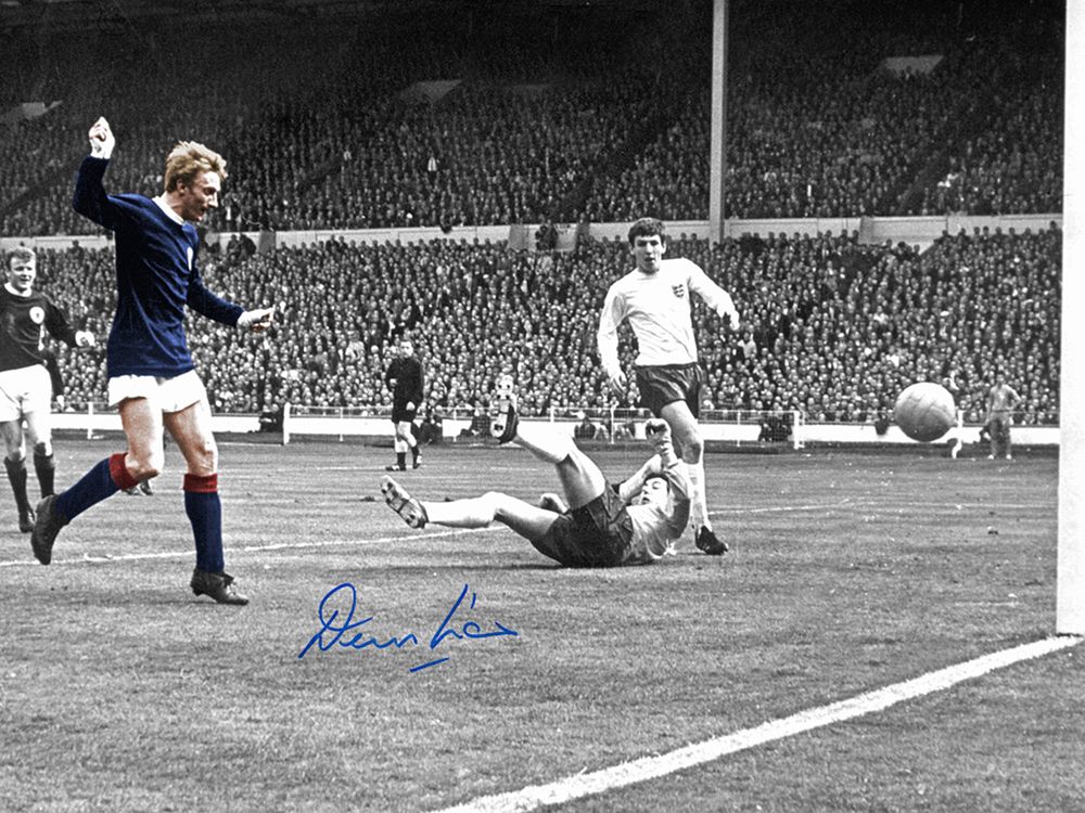 Lot 414: Autographed DENIS LAW 16 x 12 Photo :...