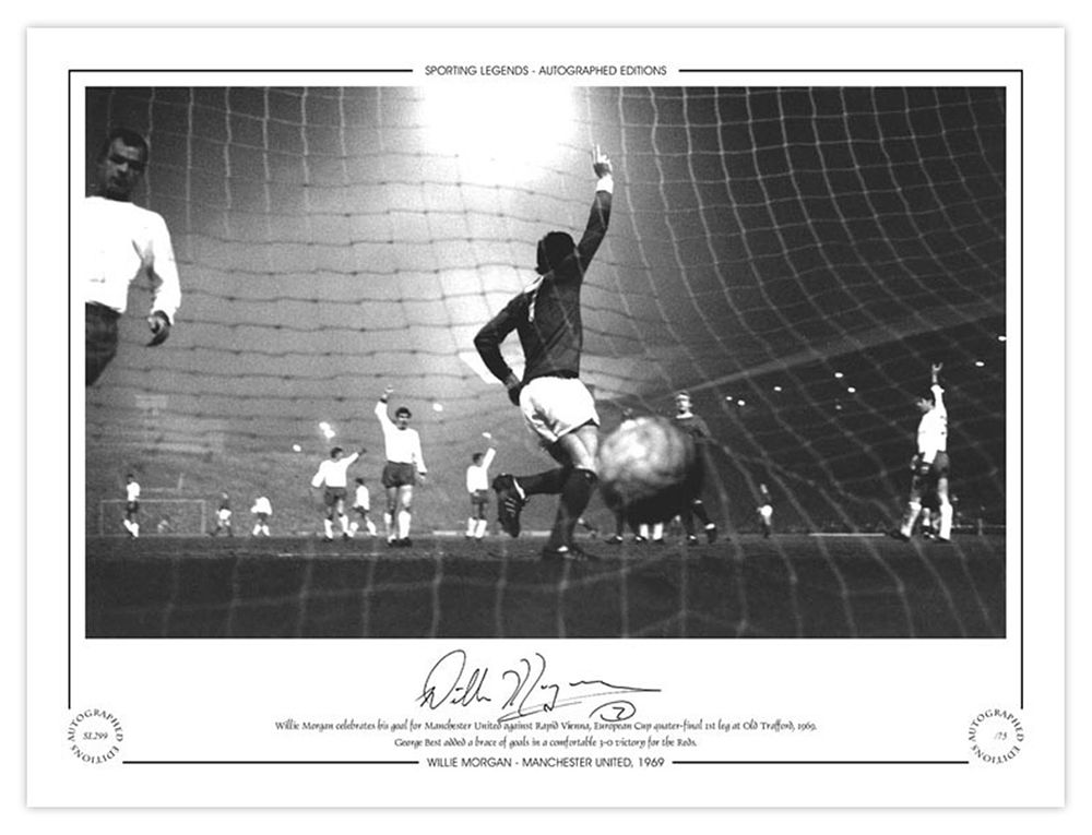 Lot 423: Autographed WILLIE MORGAN 16 x 12 Limited-Edition :...