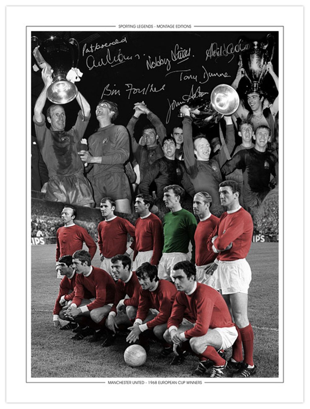 Lot 429: Autographed MAN UNITED 16 x 12 Montage-Edition :...