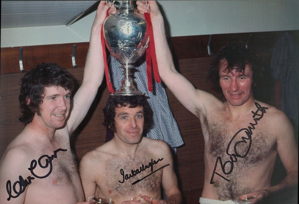 Lot 438: Footballers, Multi signed Chris Lawler, Ian Callaghan and...