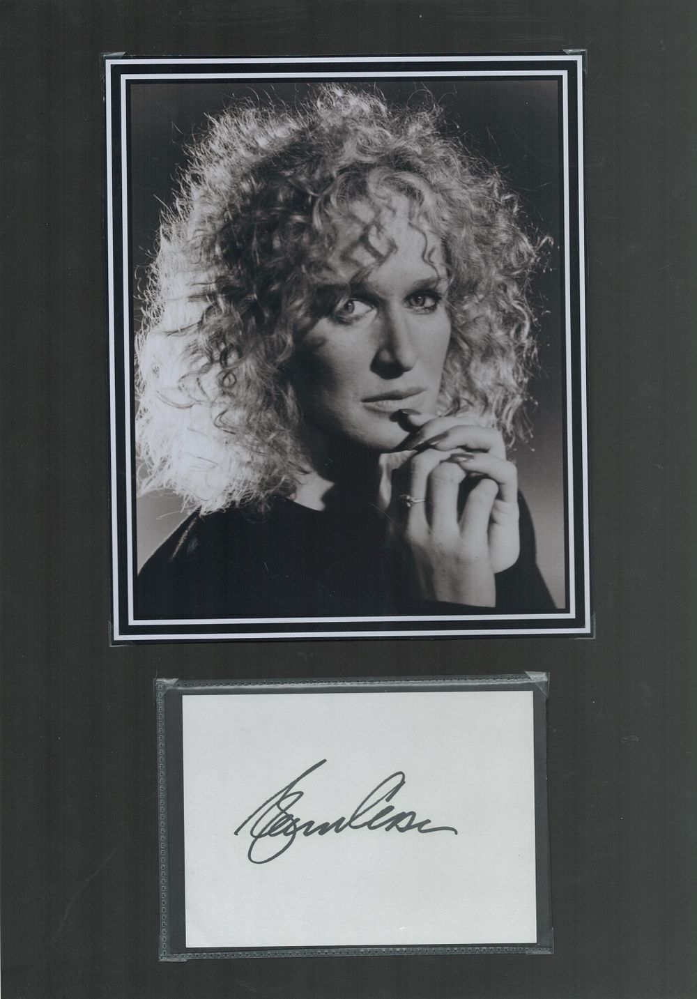 Lot 454: Glen Close signed white card signature piece Approx....