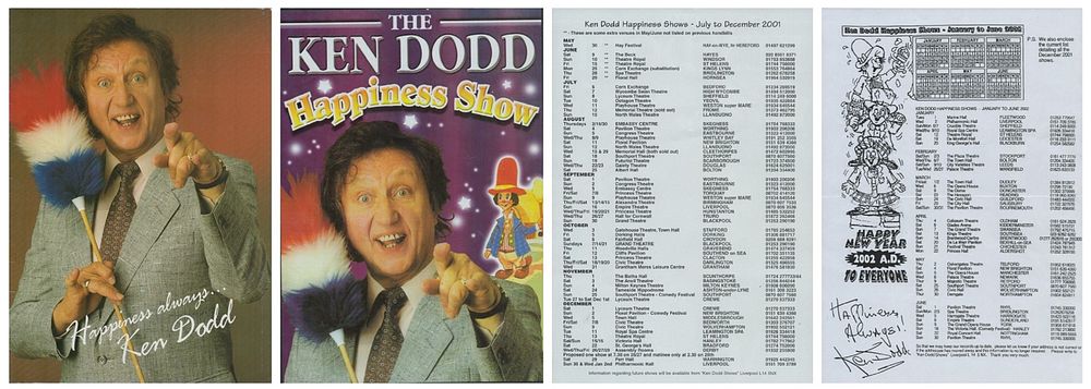 Lot 484: Sir Ken Dodd, OBE signed shows list -...