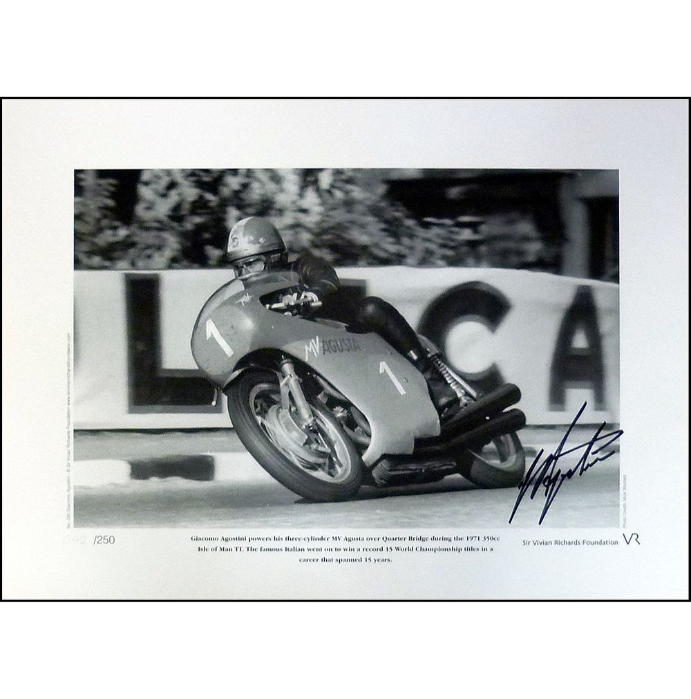 Lot 500: Giacomo Agostini signed limited edition print with signing...