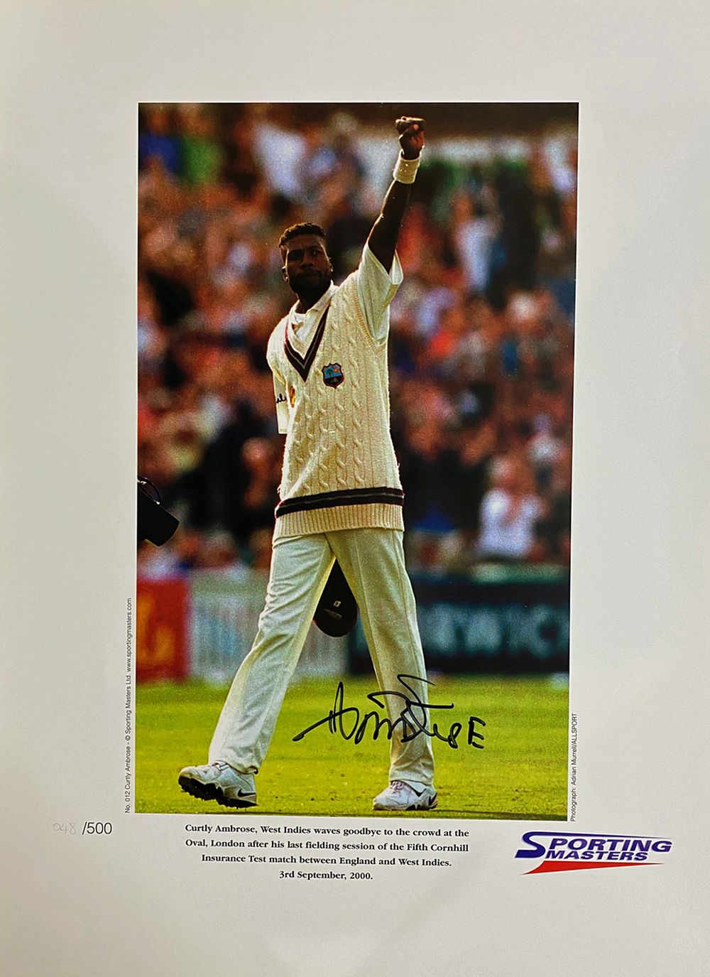 Lot 521: Curtly Ambrose signed limited edition print with signing...