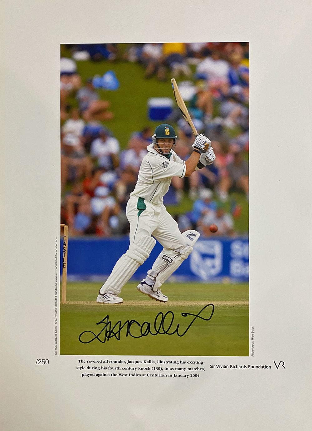 Lot 524: Jacques Kallis signed limited edition print with signing...