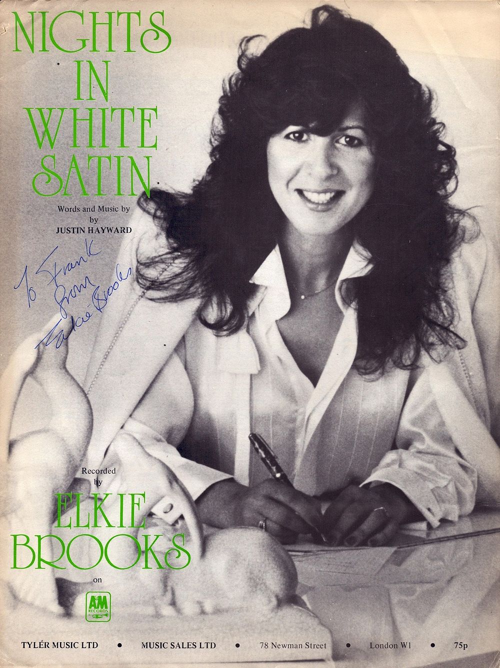 Lot 552: Elkie Brooks signed Nights in White Satin music...