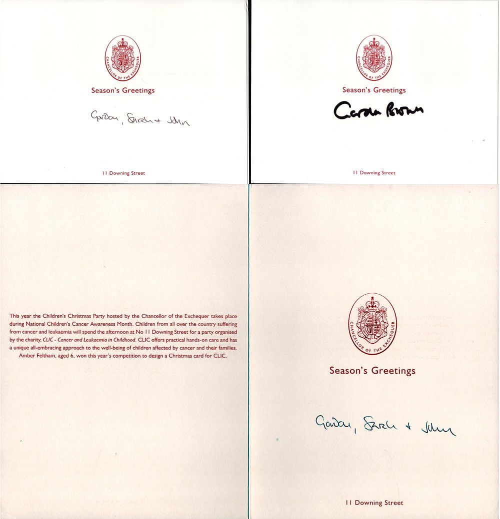 Lot 569: Gordon Brown and Family 3, signed Chancellor of...