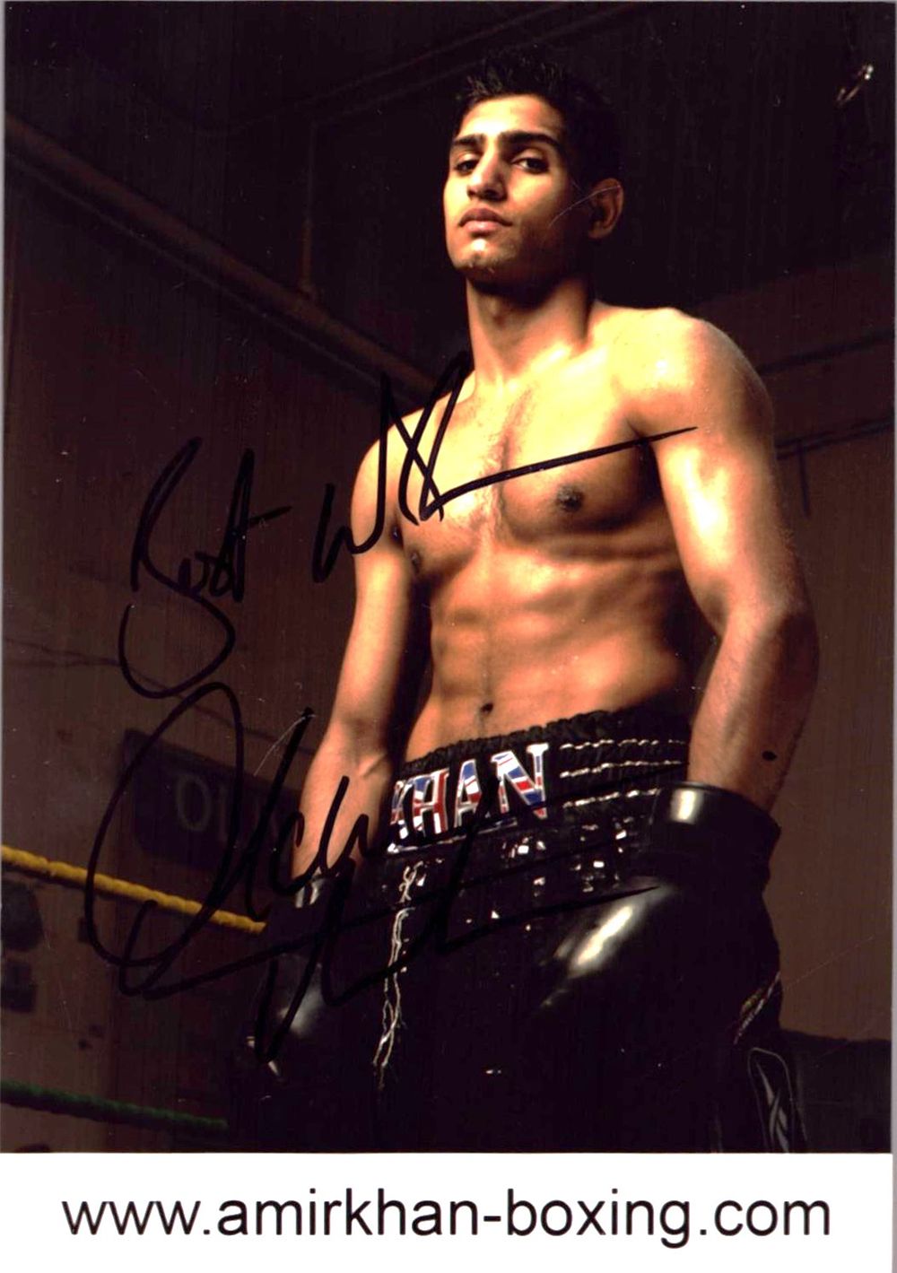 Lot 572: Amir Khan signed 6x4 inch colour promo photo....