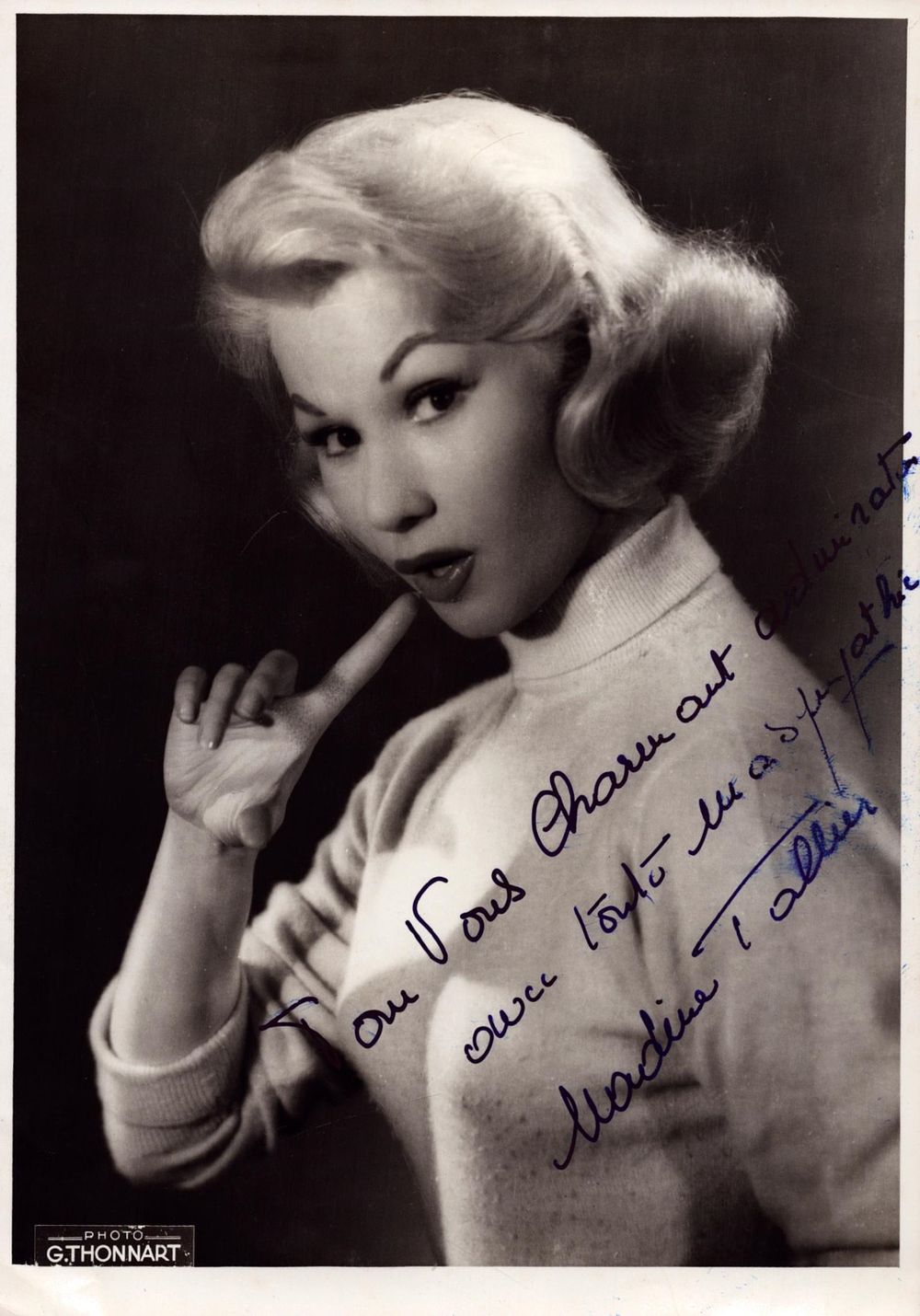 Lot 596: Nadine Tallier signed 7x5 inch black and white...