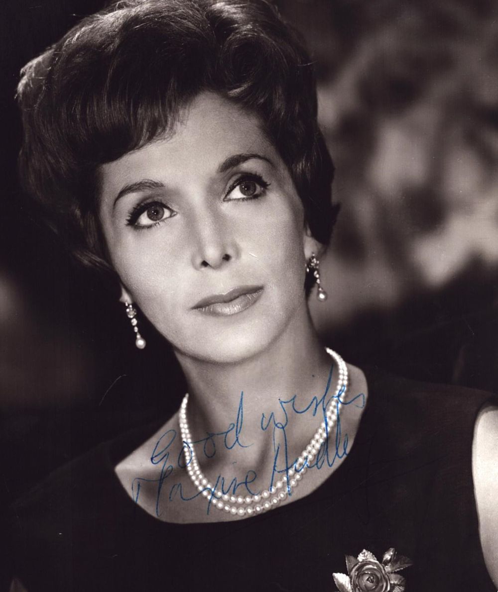 Lot 599: Maxine Audley signed 6x4 inch black and white...