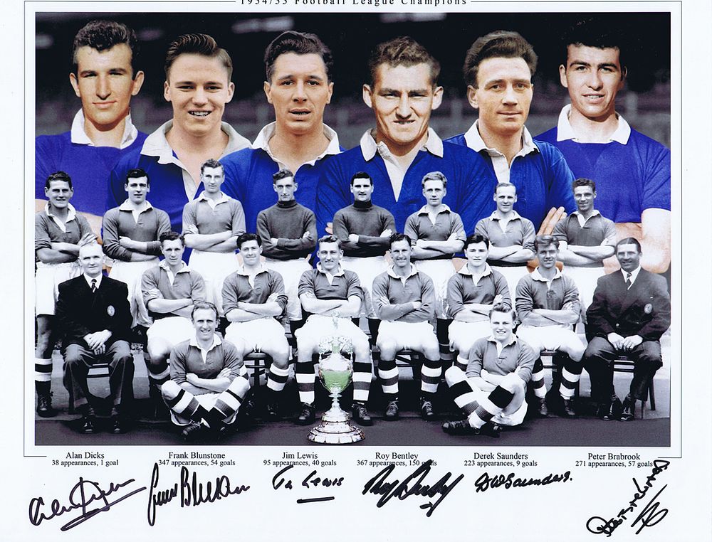Lot 601: Autographed CHELSEA 1955 16 x 12 Montage-Edition :...