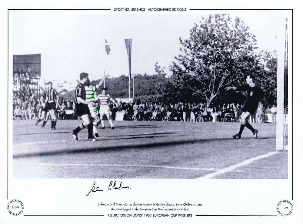 Lot 607: Autographed STEVE CHALMERS 1967 16 x 12 Limited-Edition...