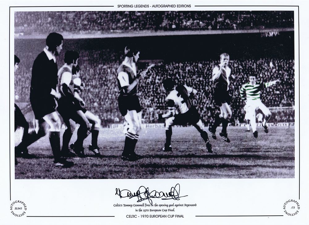 Lot 609: Autographed TOMMY GEMMELL 1970 16 x 12 Limited-Edition...