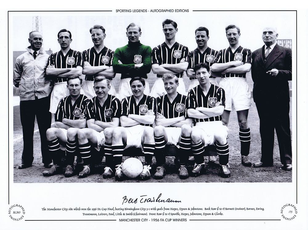Lot 614: Autographed BERT TRAUTMANN 1956 16 x 12 Limited-Edition...