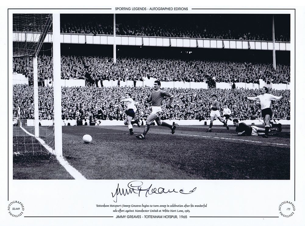 Lot 617: Autographed JIMMY GREAVES 1965 16 x 12 Limited-Edition...
