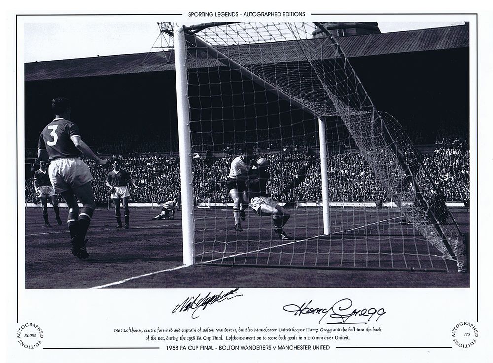 Lot 618: Autographed 1958 FA CUP FINAL 16 x 12...