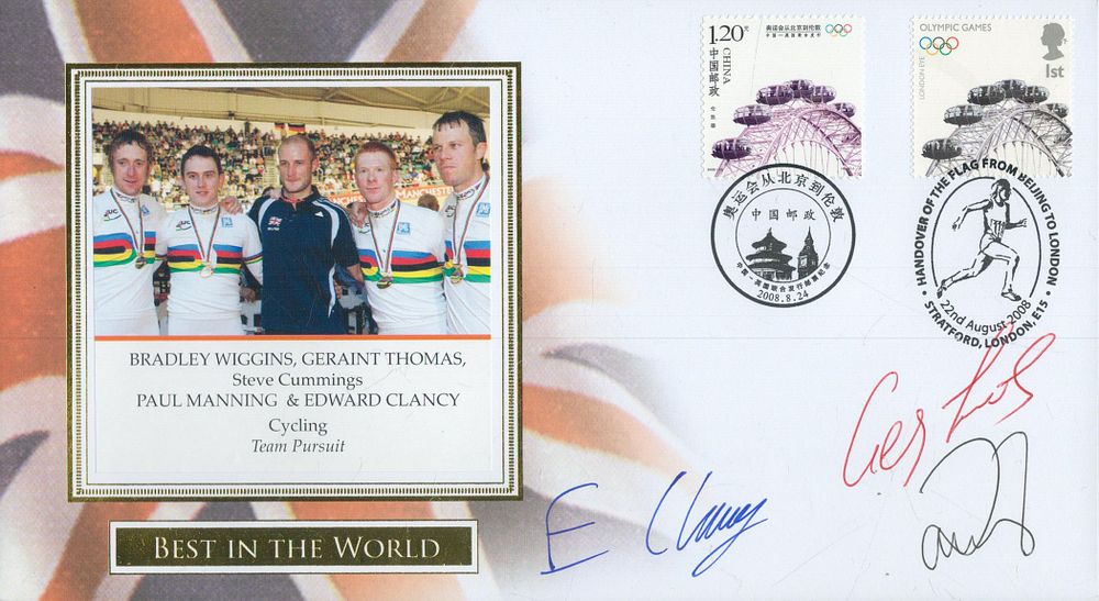 Lot 633: Edward Clancy, Geraint Thomas and Paul Manning signed...