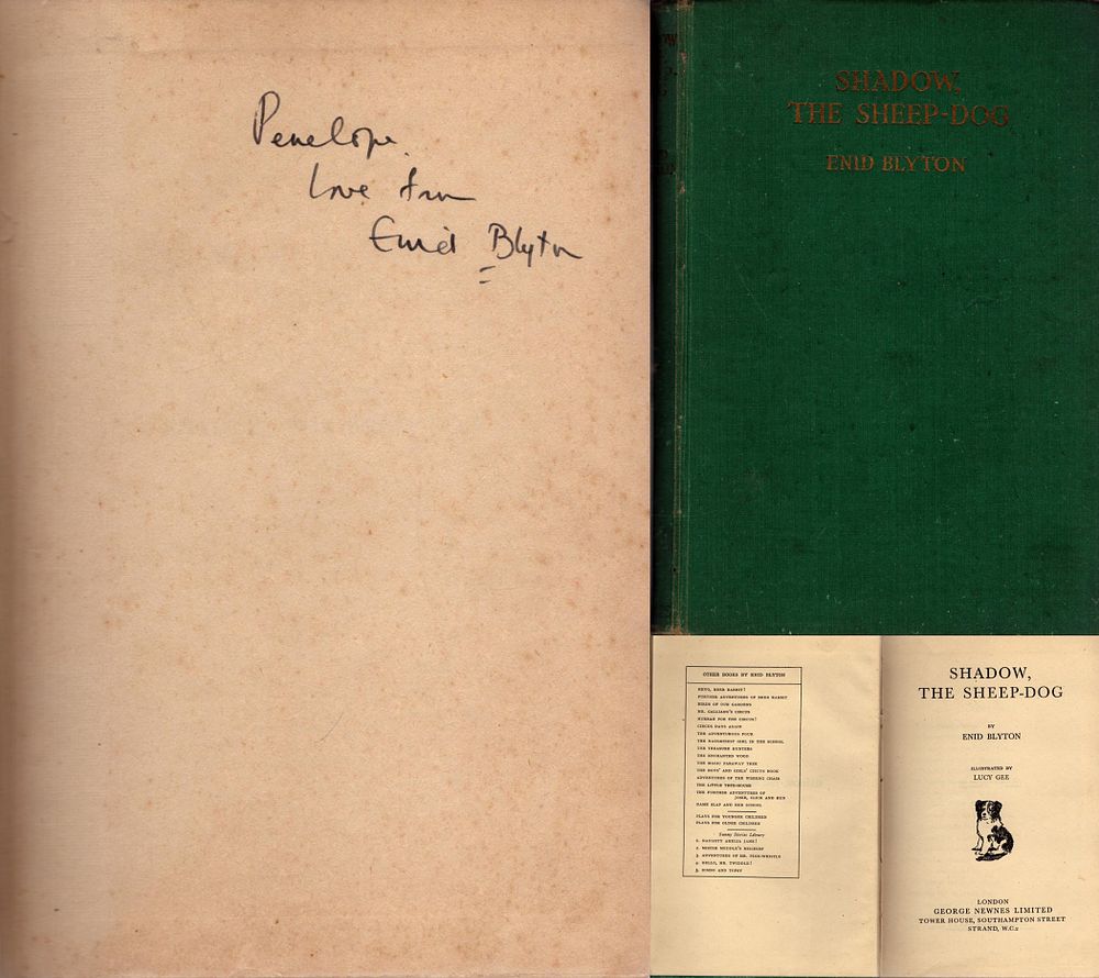 Lot 641: Enid Blyton signed 'Shadow The Sheep-Dog' hardcover book,...