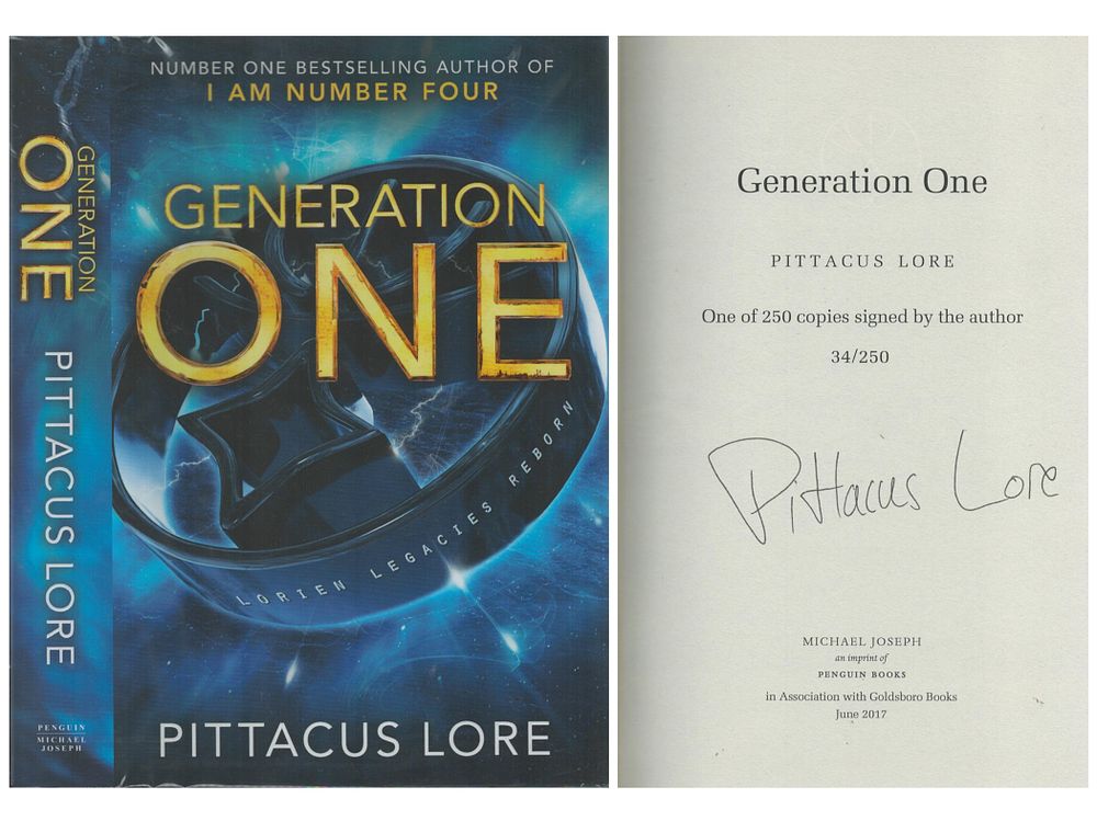 Lot 673: Pittacus Lore signed hardback Book Dust Jacket Sleeve,...