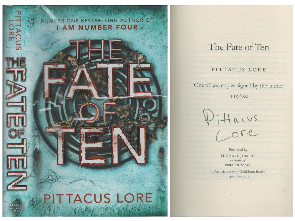 Lot 680: Pittacus Lore signed hardback Book Dust Jacket Sleeve,...