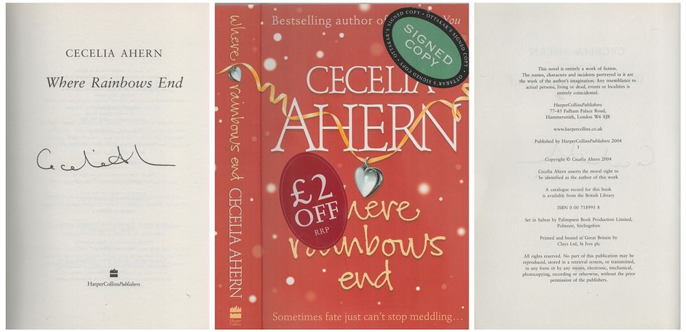 Lot 681: Cecelia Ahern signed paperback Book, Title 'Where Rainbows...