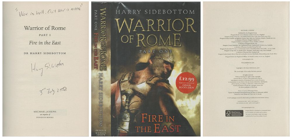 Lot 689: Dr Harry Sidebottom signed hardback Book Dust Jacket...